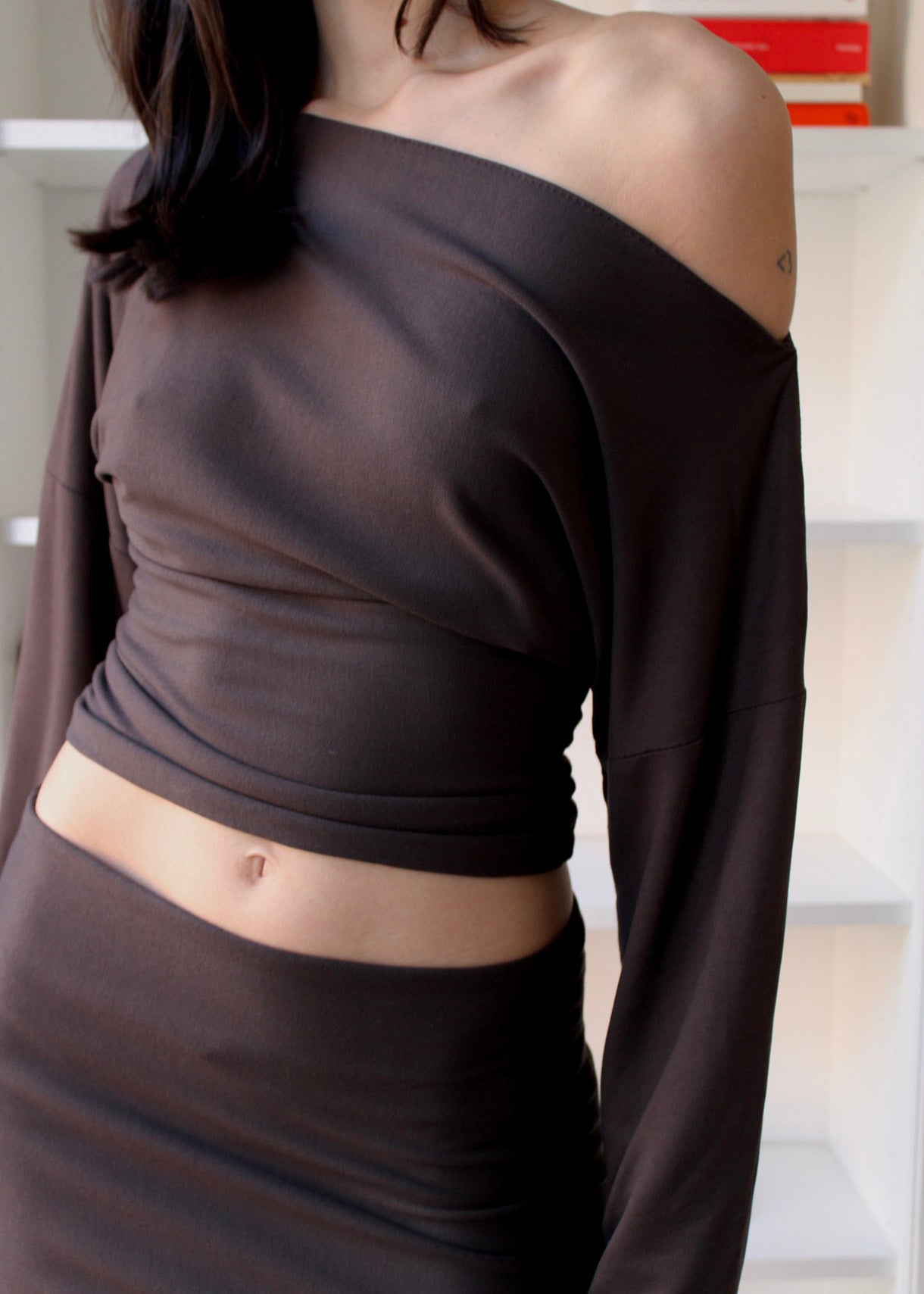 Offshoulder Top Long Chestnut