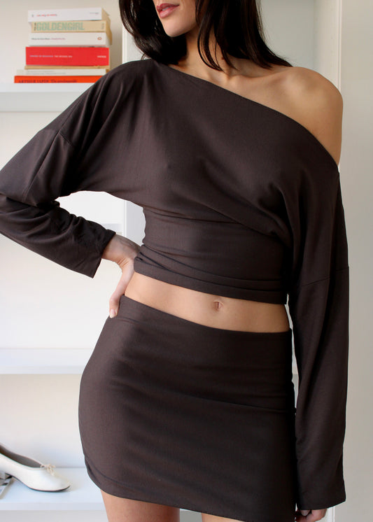 Offshoulder Top Long Chestnut