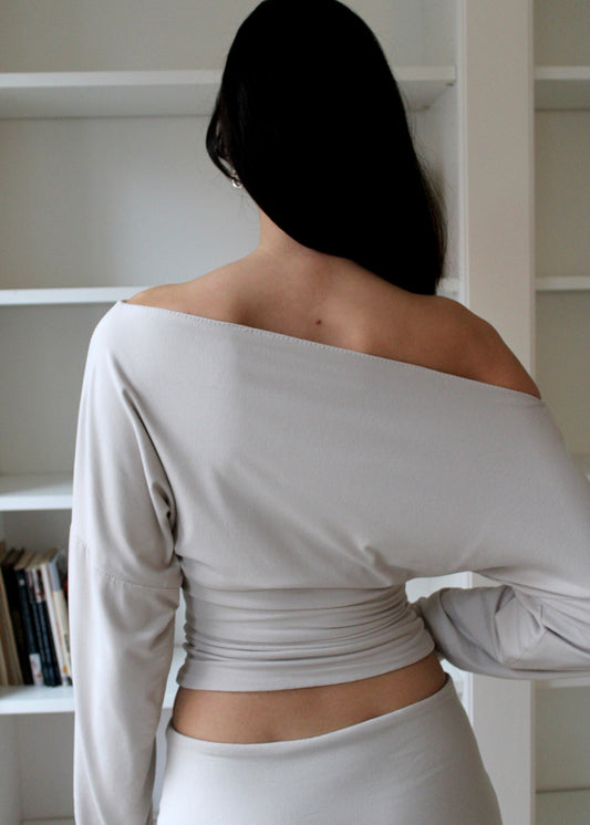 Offshoulder Top Long Taupe